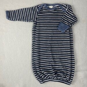 Cozy Toes Baby Gown Sleep Sack Blue White Stripes Long Sleeve Newborn 0 3 Months